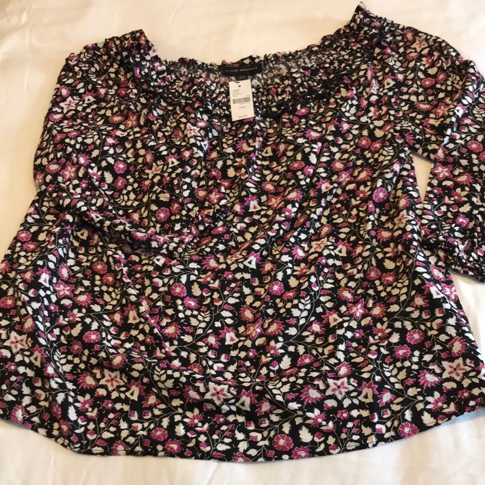 Lane Bryant Boatneck/Off the Shoulder Floral Top